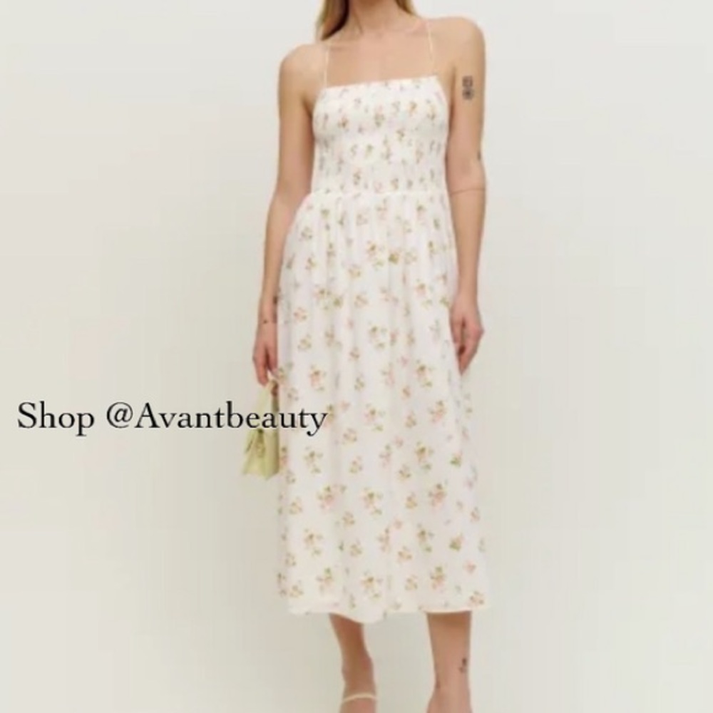 NWT reformation Jaime dress Mildred size Xs floral white green floral midi